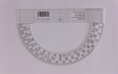 Szögmérő, papír, 180 fokos
